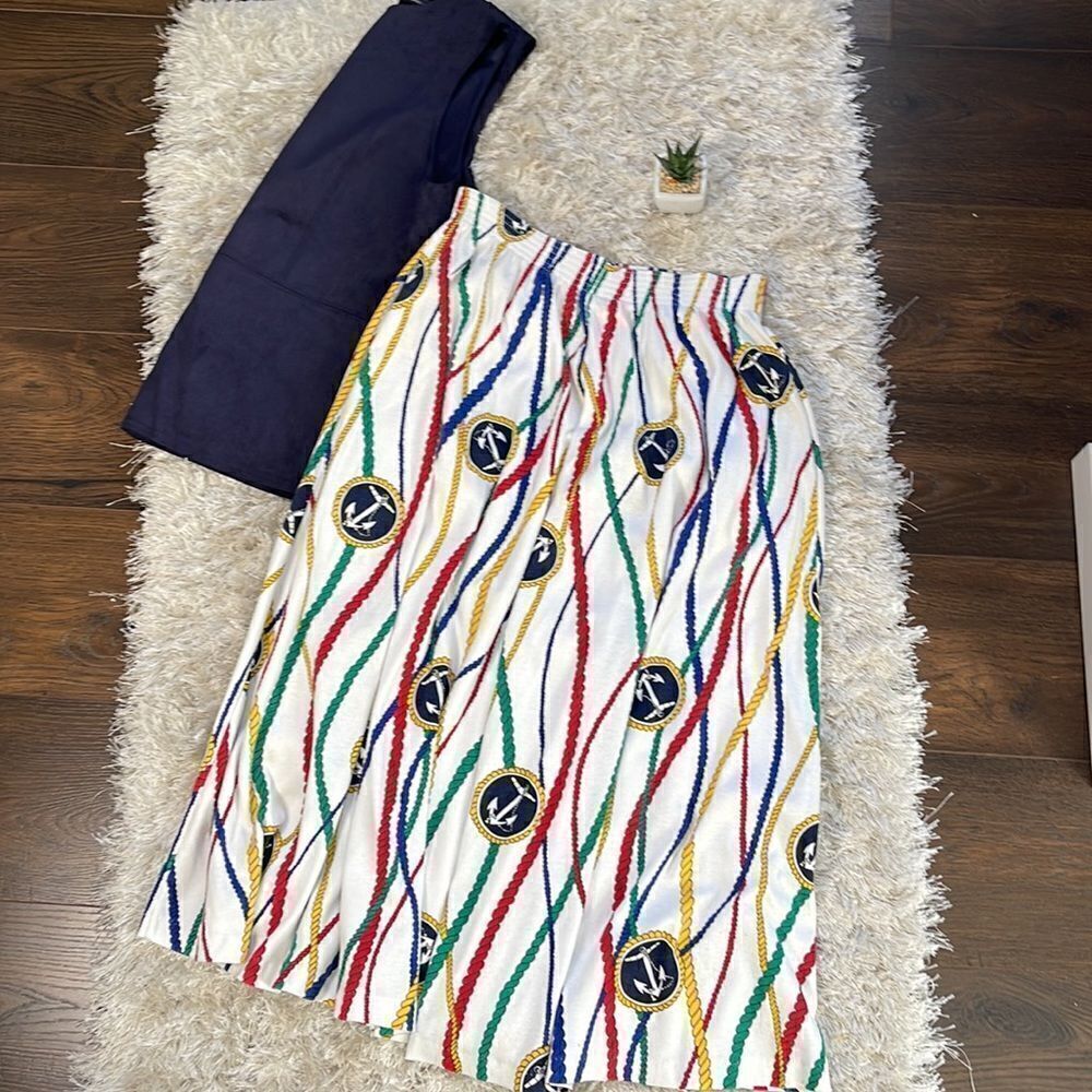 EUC Peter Popovitch Coastal Nautical Cotton Midi Skirt Small